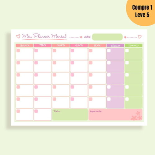 Arquivo Digital Miolo Planner Mensal e Semanal -622