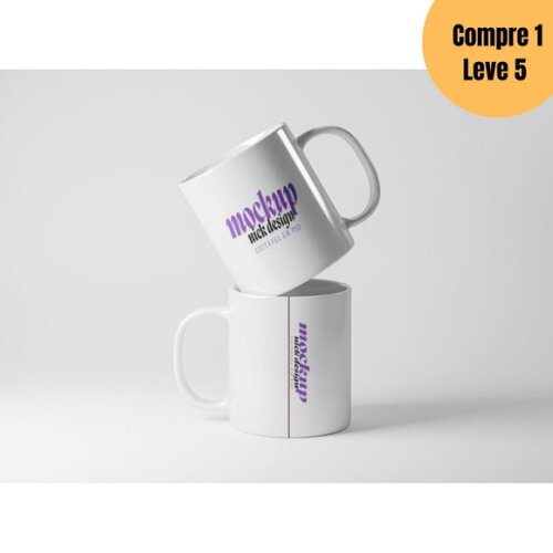 Arquivo Digital Mockup 2 Canecas Brancas Empilhada -5202