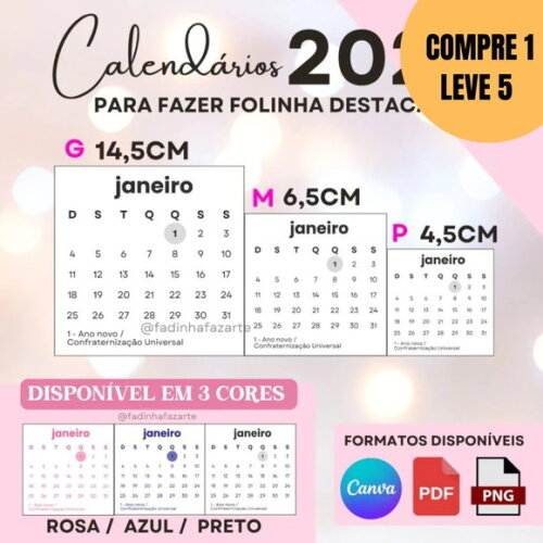 Arquivo Digital Molde Calendário 2026 para Blocagem -5455
