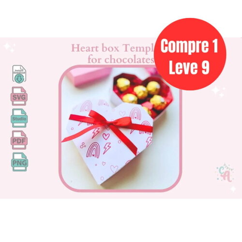 Arquivo Digital Molde de Caixa Coração para Chocolates -6806