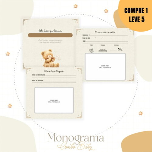 Arquivo Digital Monograma Ursinho Kit Maternidade -1944