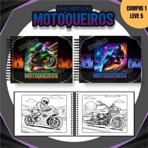 Arquivo Digital Motoqueiros Livros de Colorir -3698