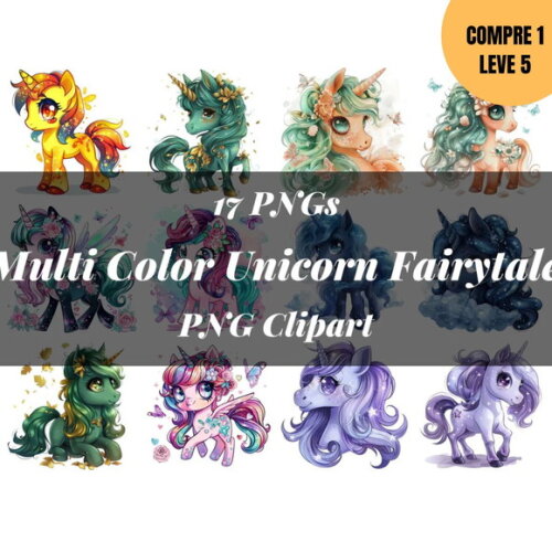 Arquivo Digital Multi Color Unicornio Fadas Kit Digital-4159