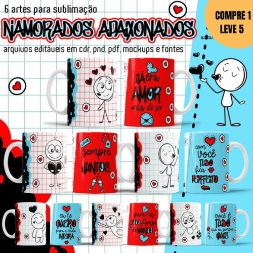 Arquivo Digital Namorados Apaixonados Canecas -3455
