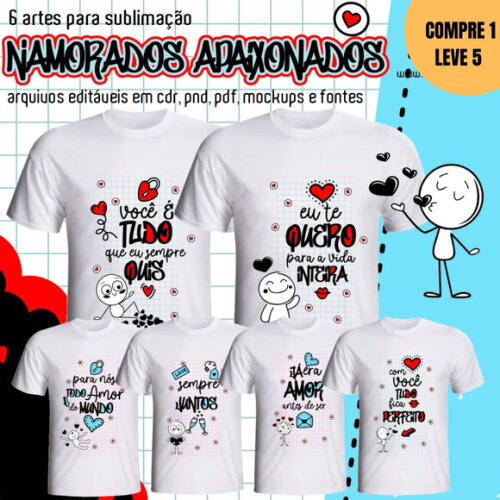 Arquivo Digital Namorados Apaixonados Camisas -3459