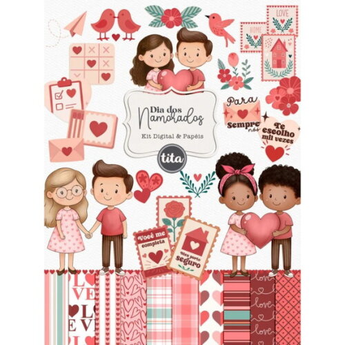 Arquivo Digital Namorados Combo Ilustrações e Papéis -3467
