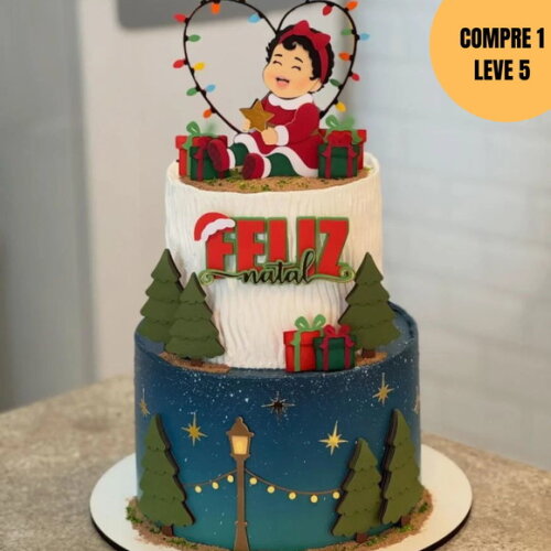 Arquivo Digital Natal Feliz Natal Menina Topo de Bolo -6064