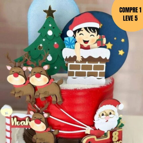 Arquivo Digital Natal Menino Chaminé Topo de Bolo -6063