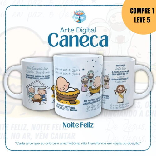 Arquivo Digital Noite Feliz Arte para Caneca -5915