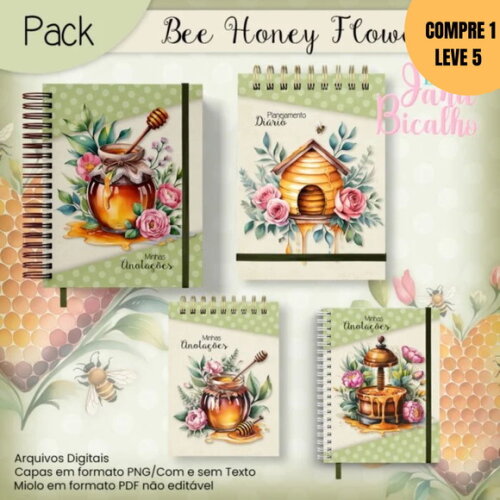 Arquivo Digital Pack Bee Honey Flowers -3020