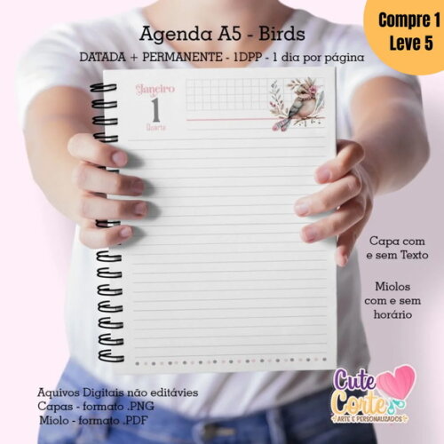 Arquivo Digital Pack Birds Agenda A5 Permanente 2025 -1002