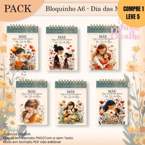 Arquivo Digital Pack Bloquinho A6 Dia das Mães -3023