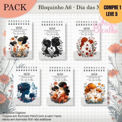 Arquivo Digital Pack Bloquinho A6 Dia das Mães -3024
