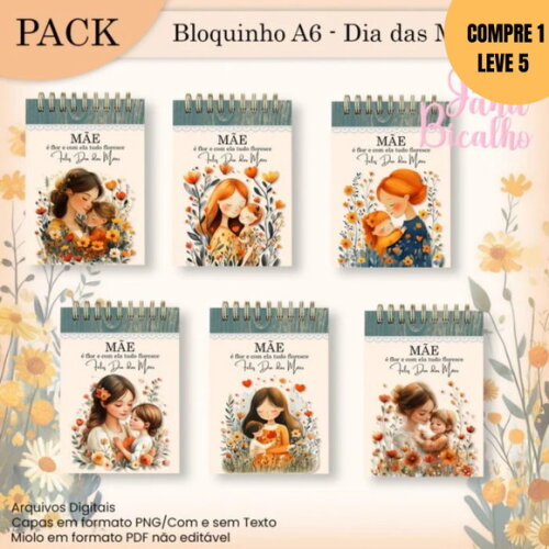 Arquivo Digital Pack Bloquinho A6 Dia das Mães -3023