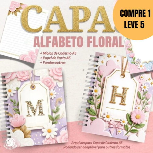 Arquivo Digital Pack Capas Alfabeto Floral e Miolos -5368