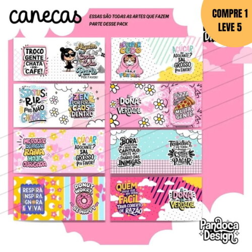 Arquivo Digital Pack Frases Divertidas + Canecas -2584