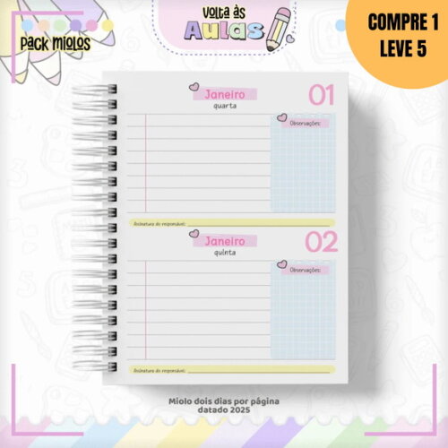 Arquivo Digital Pack Miolos de Agendas Escolares A5 -1472