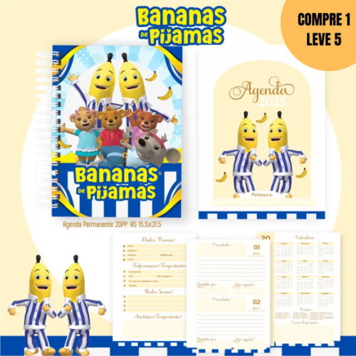 Arquivo Digital Pack Nostagia+colorir Bananas de Pijama 2848
