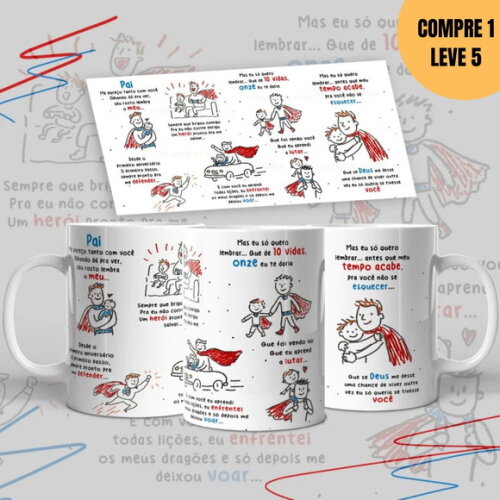 Arquivo Digital Pai Onze Vidas Arte para Caneca -4537