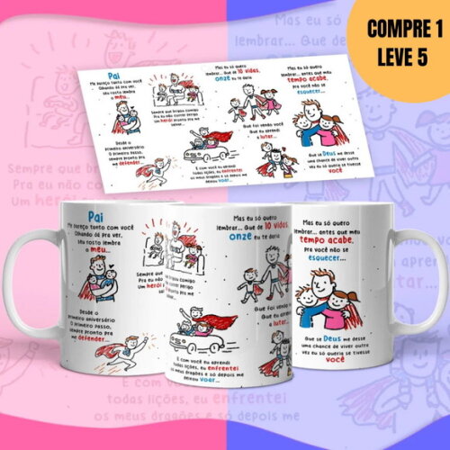 Arquivo Digital Pai Onze Vidas Arte Avulsa Caneca -4730