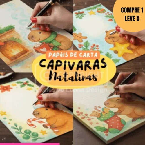 Arquivo Digital Papeis de Carta Capivara Natalinas -5903