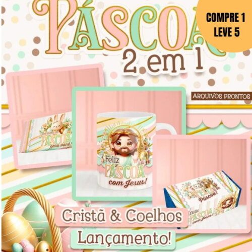 Arquivo Digital Páscoa 2 em 1 Cristã + Coelhinhos -2089