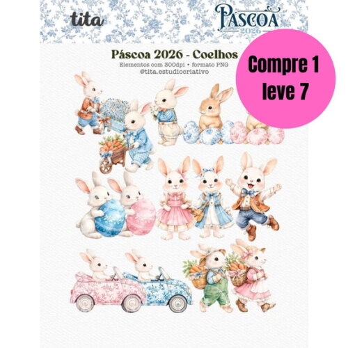 Arquivo Digital Páscoa 2026 Combo Ilustrações Coelho -6625