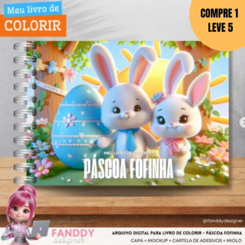 Arquivo Digital Páscoa Coelhinho Livro de Colorir -2345