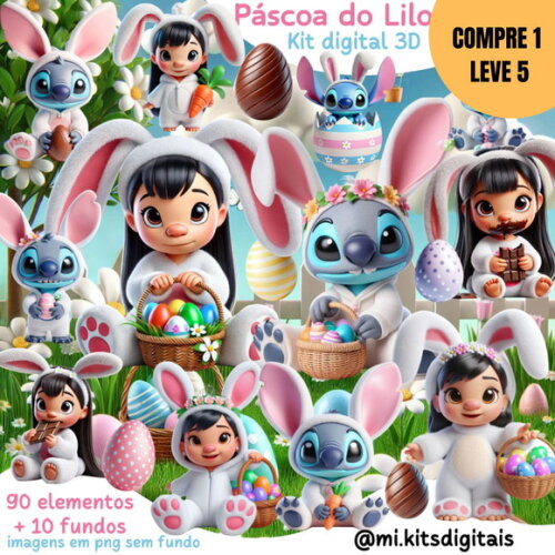 Arquivo Digital Páscoa Lilo e Stitch Kit Digital -1781
