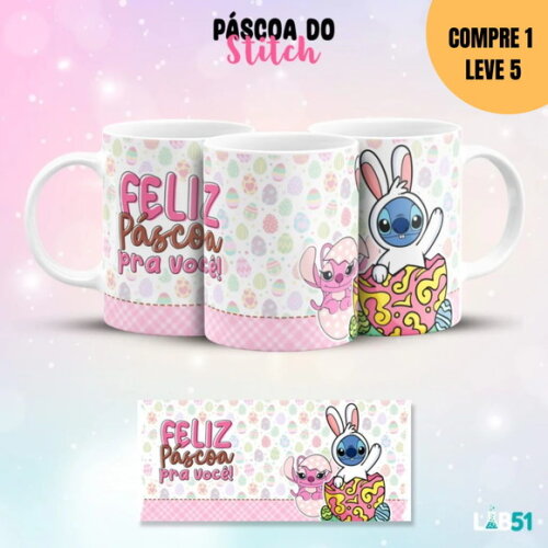 Arquivo Digital Páscoa Stitch Artes para Canecas -2101