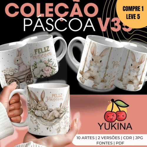 Arquivo Digital Páscoa Vintage Artes para Caneca -2721