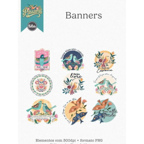 Arquivo Digital Pássaros Combo Ilustrações e Papéis -3470