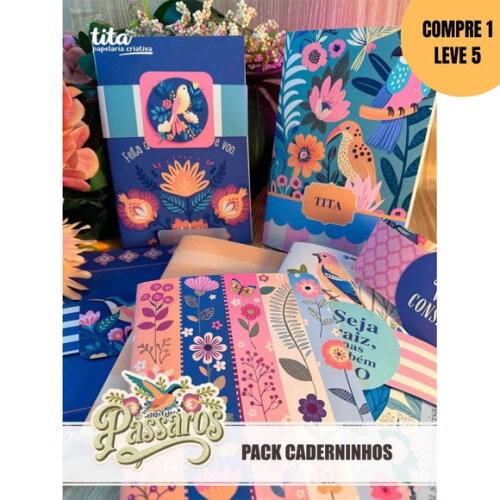 Arquivo Digital Pássaros Pack Caderninhos A5 -4098