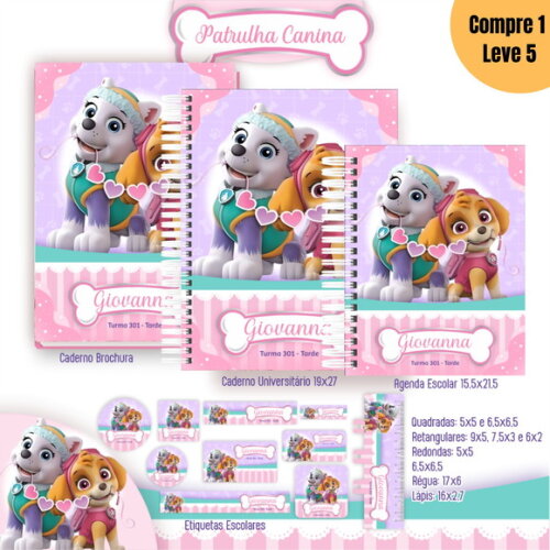 Arquivo Digital Patrulha Canina Menina Kit Escolar 2025-1049