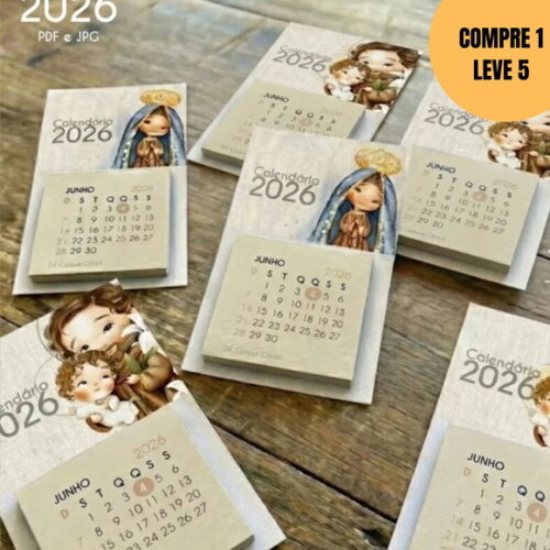 Arquivo Digital pdf Calendário Mini Imã de Geladeira -6054