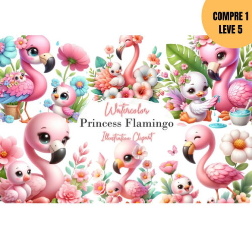 Arquivo Digital Pequena Princesa Flamingo Kit Digital -4245