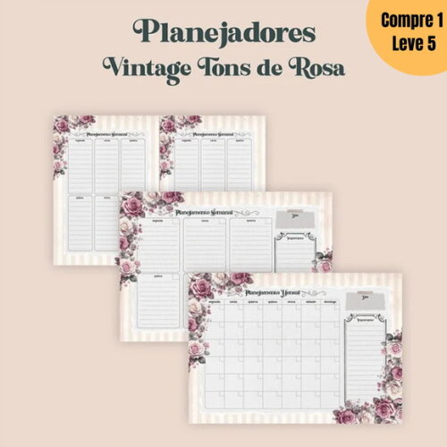 Arquivo Digital Planejadores Vintage Tons de Rosa -1039
