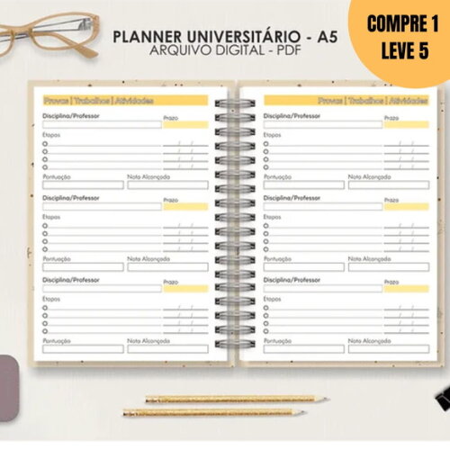 Arquivo Digital Planner A5 Datado Horinzontal -1443