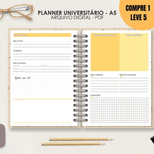 Arquivo Digital Planner A5 Datado Horinzontal -1443