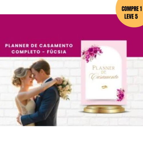Arquivo Digital Planner Casamento Permanente Fúcsia -3076