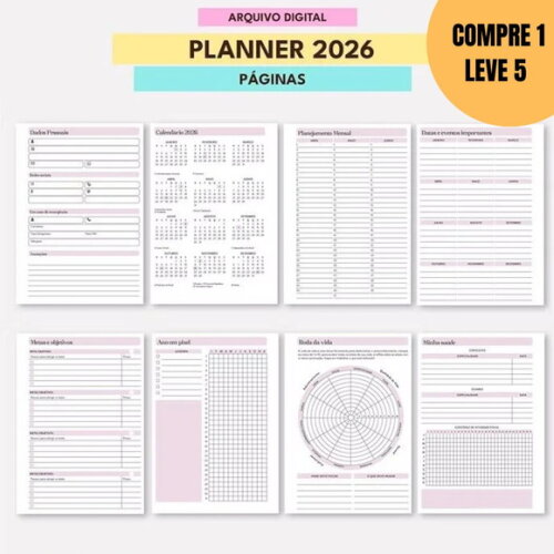 Arquivo Digital Planner Datado 2026 A5 Horizontal -4703