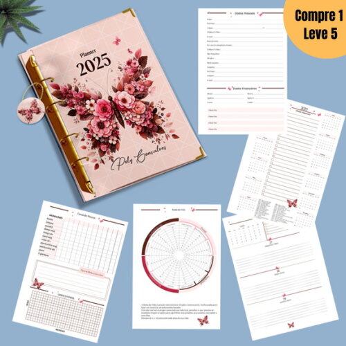 Arquivo Digital Planner Fichário Borboleta Floral 2025 -1279