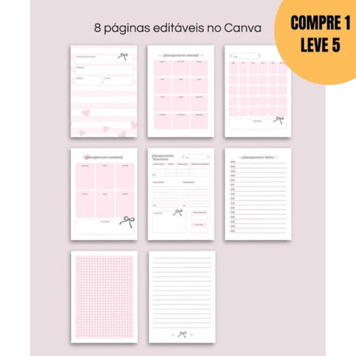 Arquivo Digital Planner Lacinhos Editável no Canva -5683