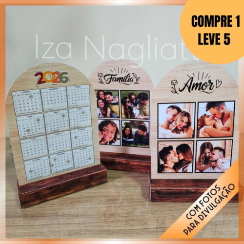 Arquivo Digital Porta Fotos no Estilo Madeira com Calendário