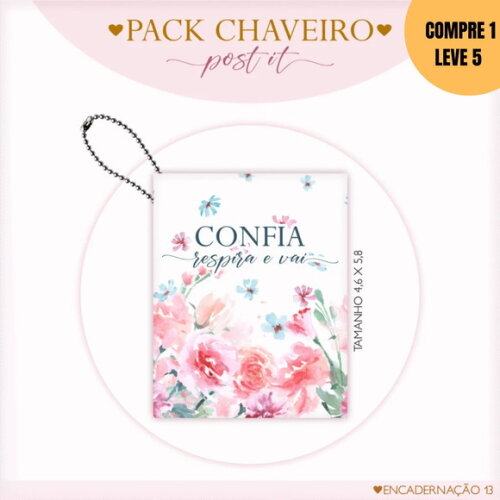 Arquivo Digital Post It Chaveiro Florais -3095