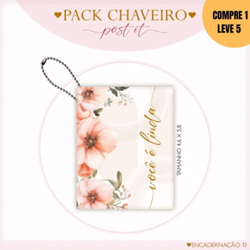 Arquivo Digital Post It Chaveiro Florais -3095