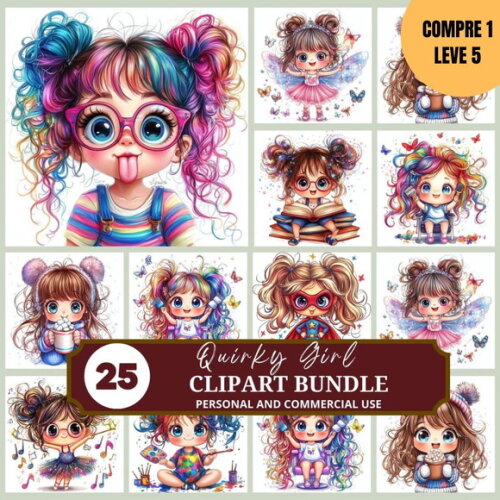 Arquivo Digital Quirky Girl Kit Digital -4018