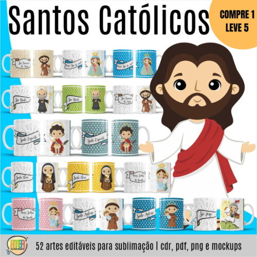 Arquivo Digital Santos Católicos V2 Arte para Canecas -3830