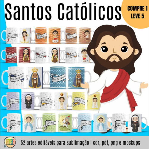 Arquivo Digital Santos Católicos V2 Arte para Canecas -3830