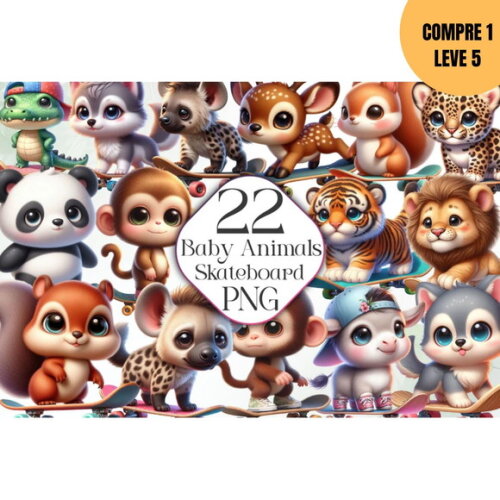 Arquivo Digital Skate de Animais Baby Kit Digital -4222